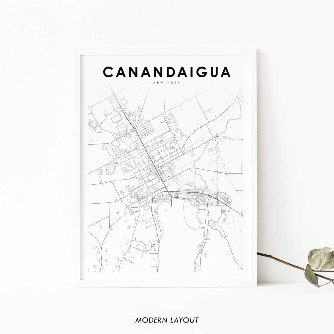 Canandaigua New York Minimal Street Map Modern Layout Poster