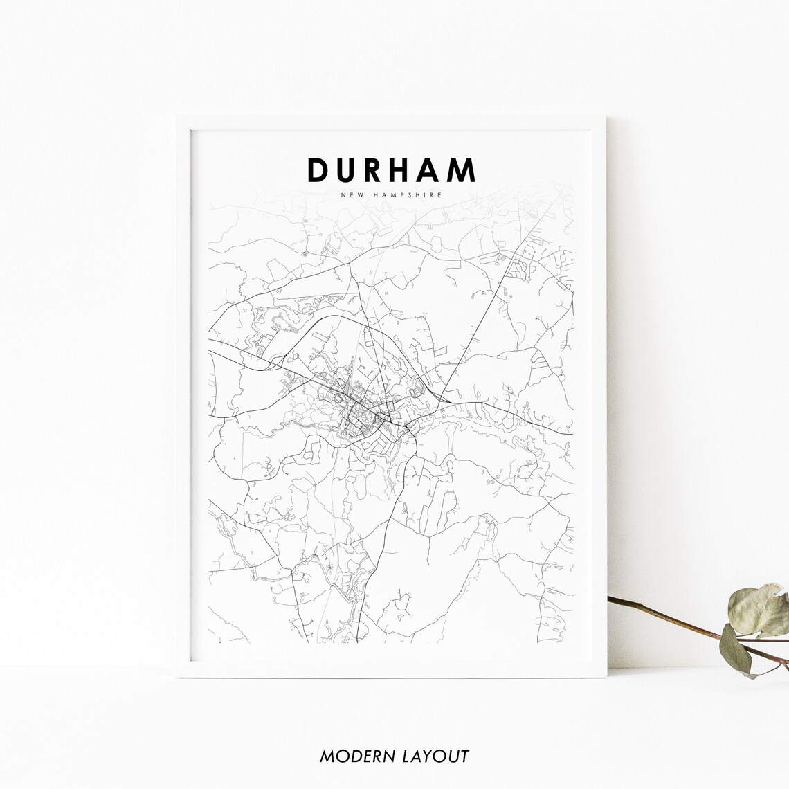 Durham NH Map Art Print, New Hampshire Poster
