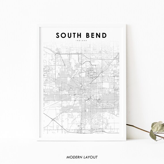 South Bend, Indiana Map Art Poster