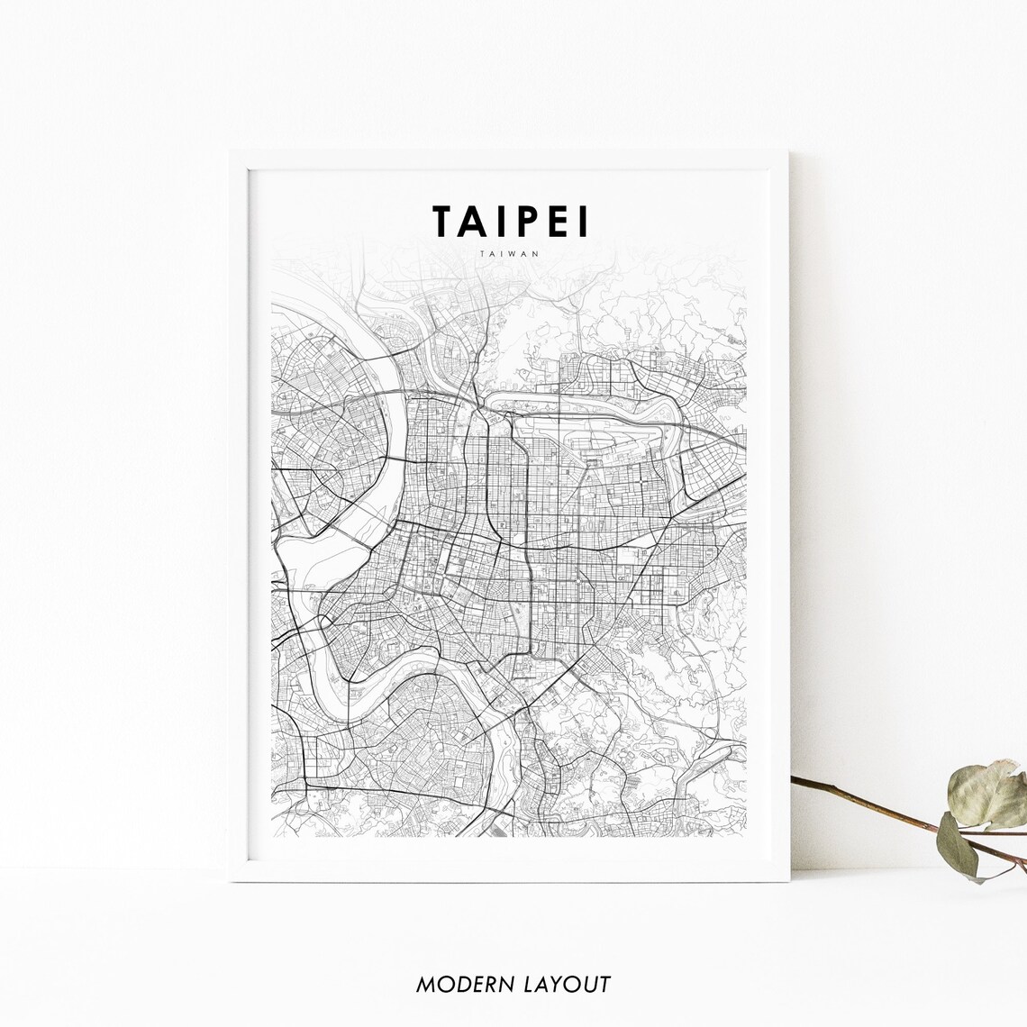 Taipei Taiwan Map Print, Nursery Room Wall Decor