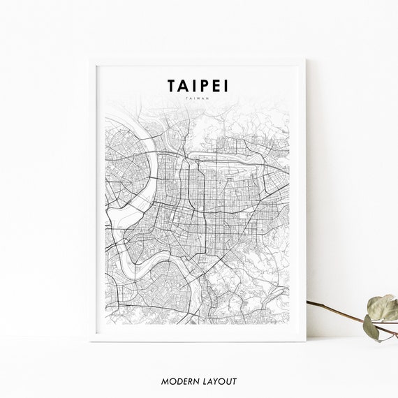 Taipei Taiwan Map Print, Nursery Room Wall Decor