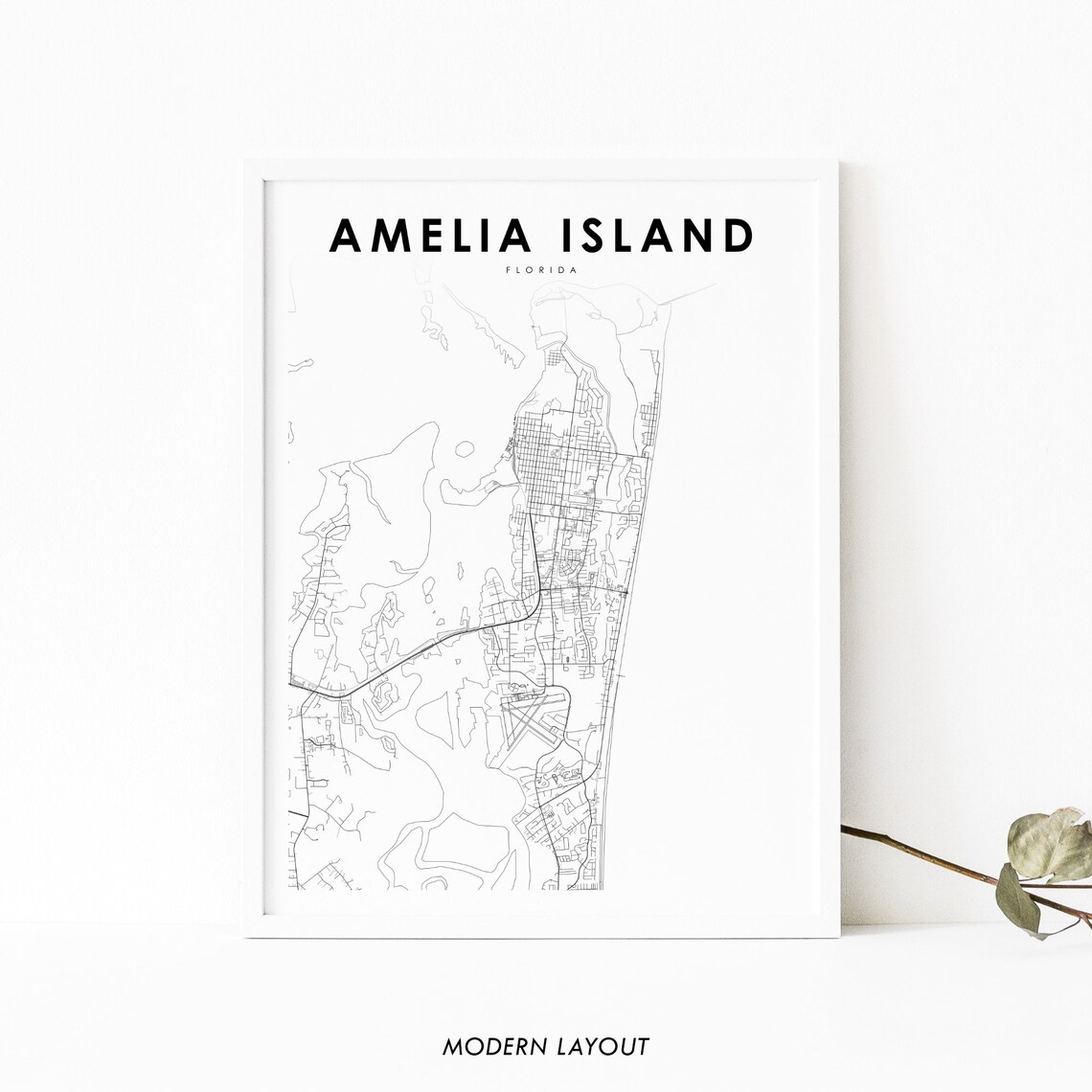Amelia Island FL Map Print, Florida Travel Poster