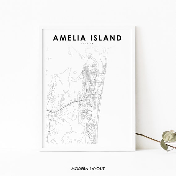 Amelia Island FL Map Print, Florida Travel Poster