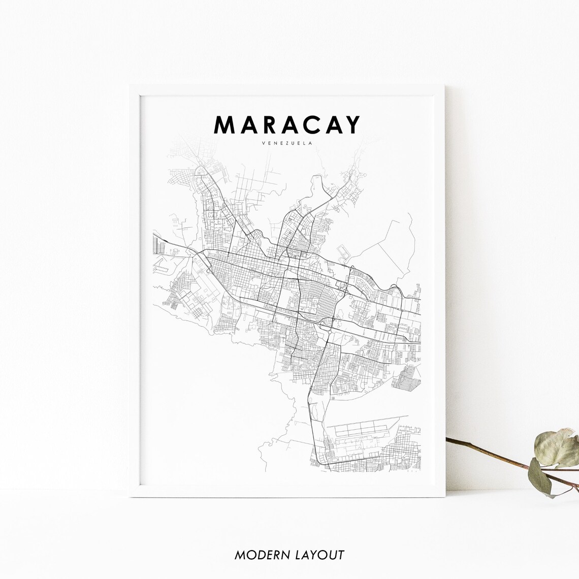 Maracay Venezuela Map Art Print, Aragua City Map
