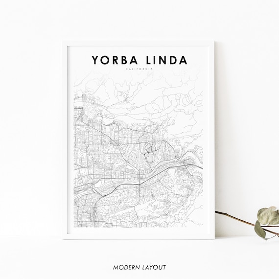 Yorba Linda California Minimalist City Street Map Travel Gift Poster