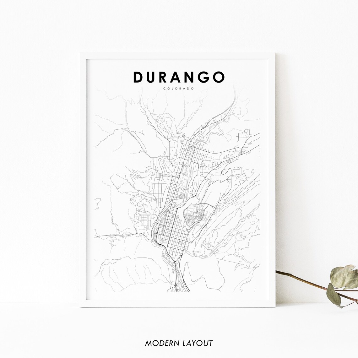 Durango CO Map Print, Colorado USA Travel Poster