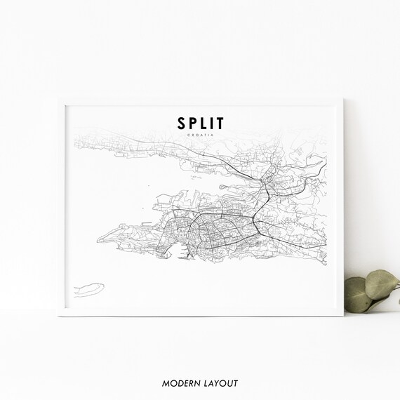 Split Croatia Map Print Art Poster Dalmatia City Street Road Nursery Room Wall Office Decor