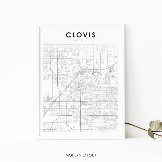 Clovis Ca Map Print Usa Art Poster Fresno City Street Road Nursery Room Wall Office Decor