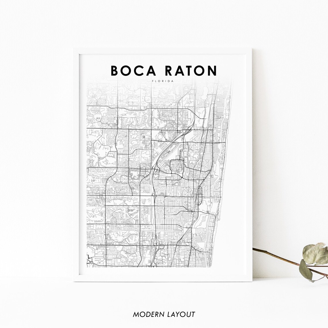 Boca Raton, FL Map Poster, Nursery Room Decor