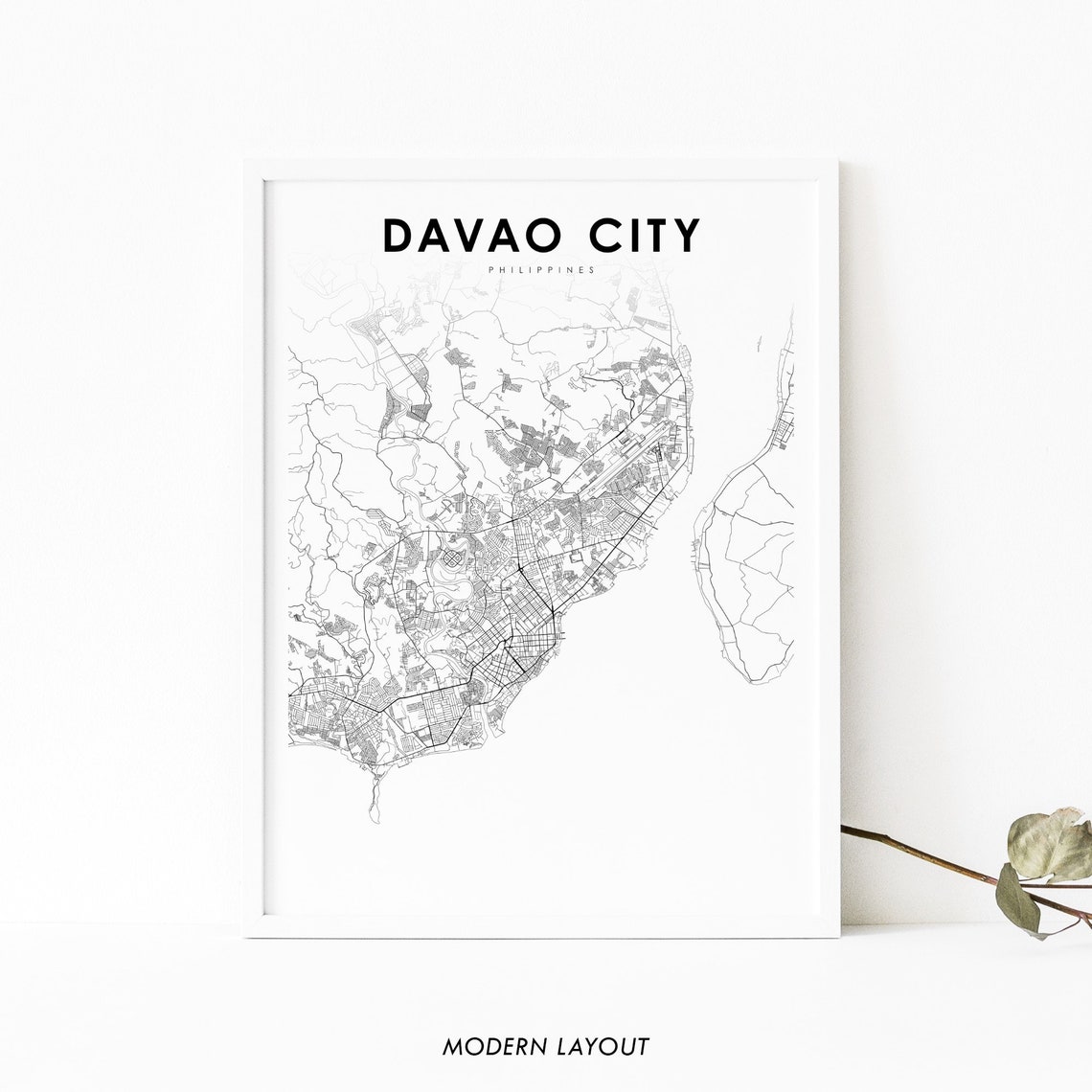 Davao City Philippines Minimalist Modern Street Map Art Poster
