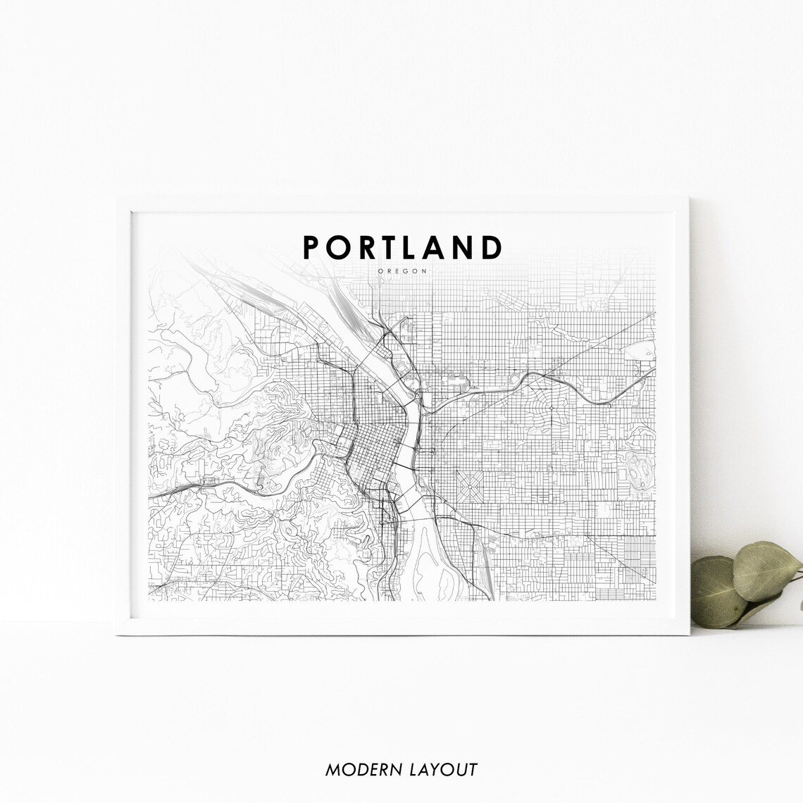 Portland Oregon Minimalist Street Map City Layout Modern Poster