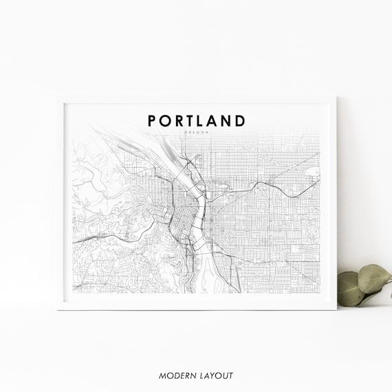 Portland Or Map Print Oregon Usa Art Poster City Street Road Nursery Room Wall Office Decor