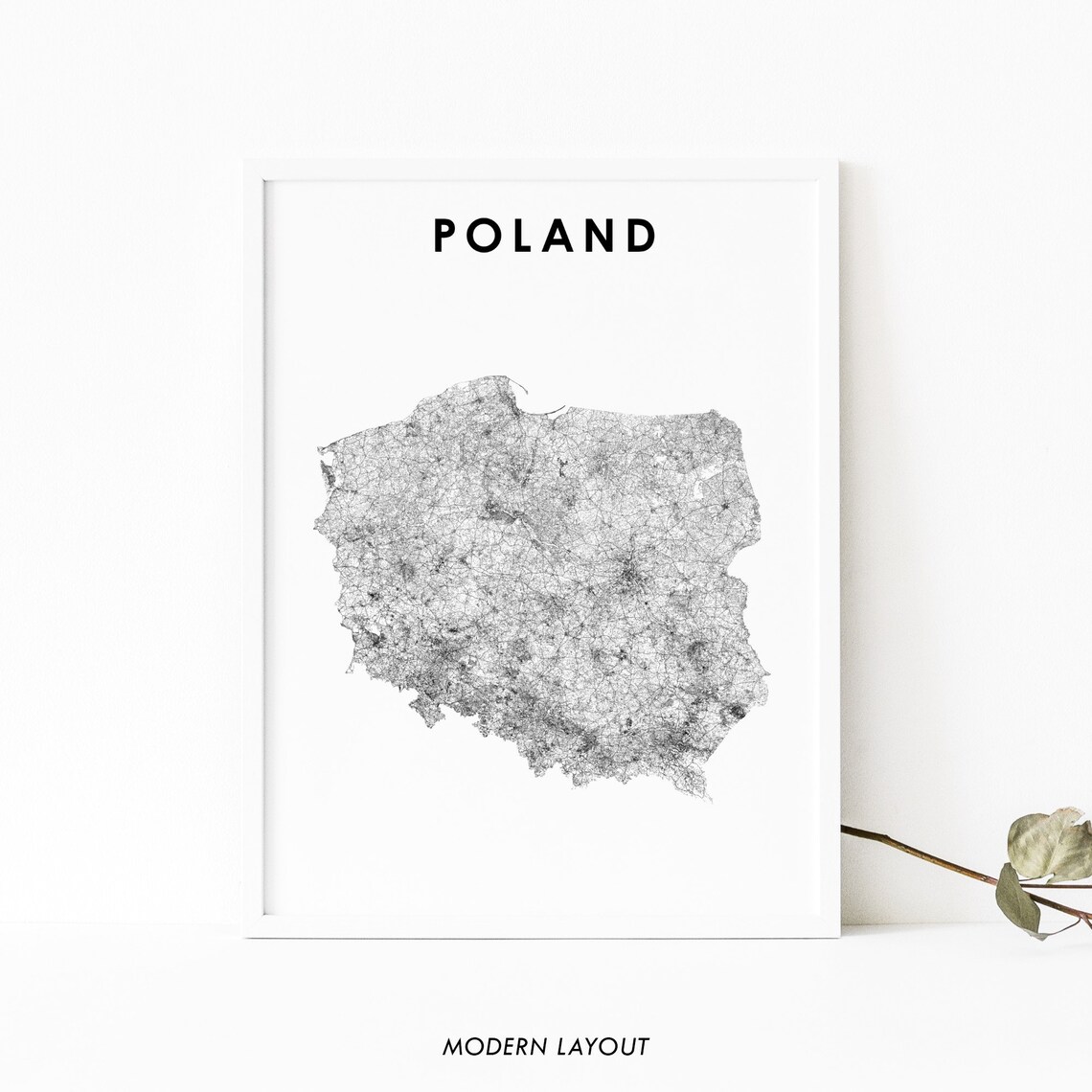 Poland Map Print, Country Road Poster Art