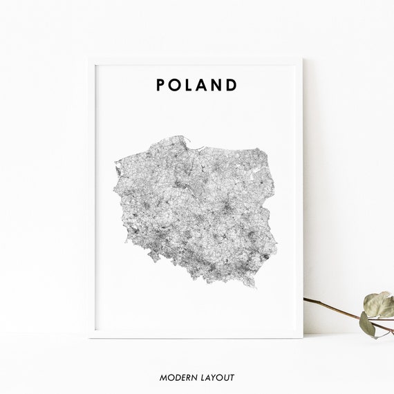 Poland Map Print, Country Road Poster Art