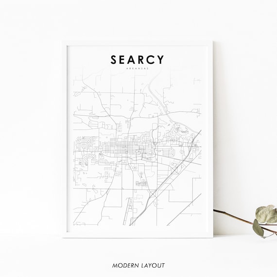 Searcy Ar Map Print Arkansas Usa Art Poster White County City Street Road Nursery Room Wall Office Decor