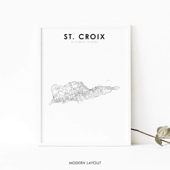 St Croix Us Virgin Islands Map Art Print, Caribbean