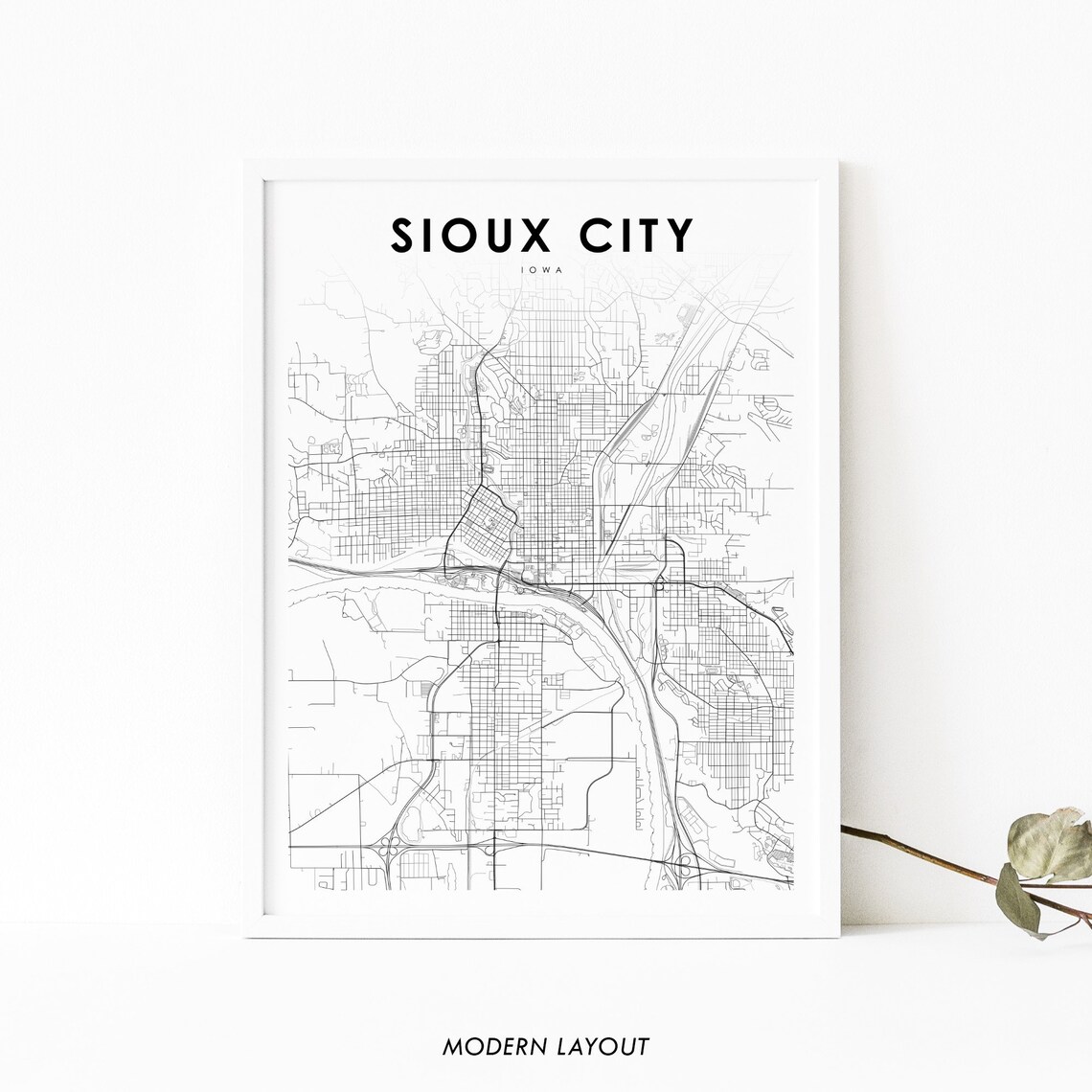 Sioux City IA Map Art Print, Nursery Room Decor