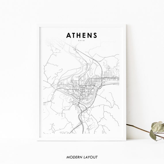 Athens, Ohio Map Print, Nursery Room Poster