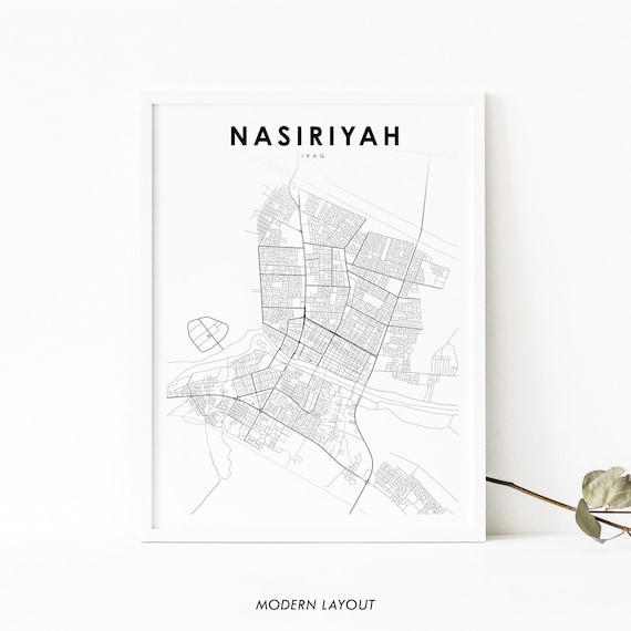 Nasiriyah Iraq City Street Map Minimalist Line Art Travel Poster