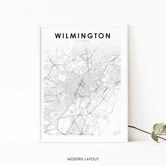 Wilmington Delaware Modern City Street Map Minimalist Line Art Poster