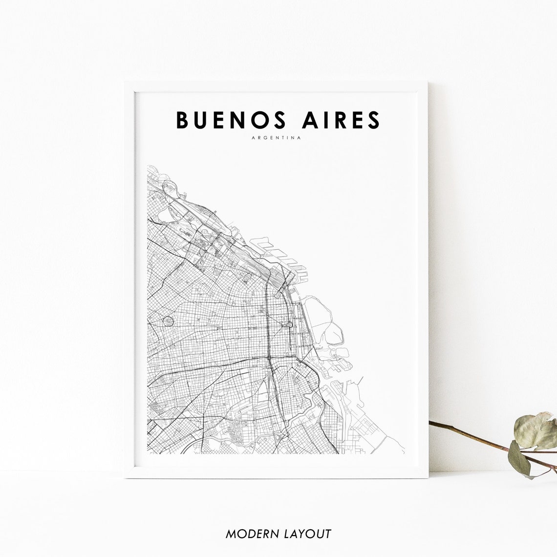 Buenos Aires Argentina City Street Map Minimalist Modern Poster