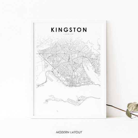 Kingston Jamaica Map Art Print, City Road Poster