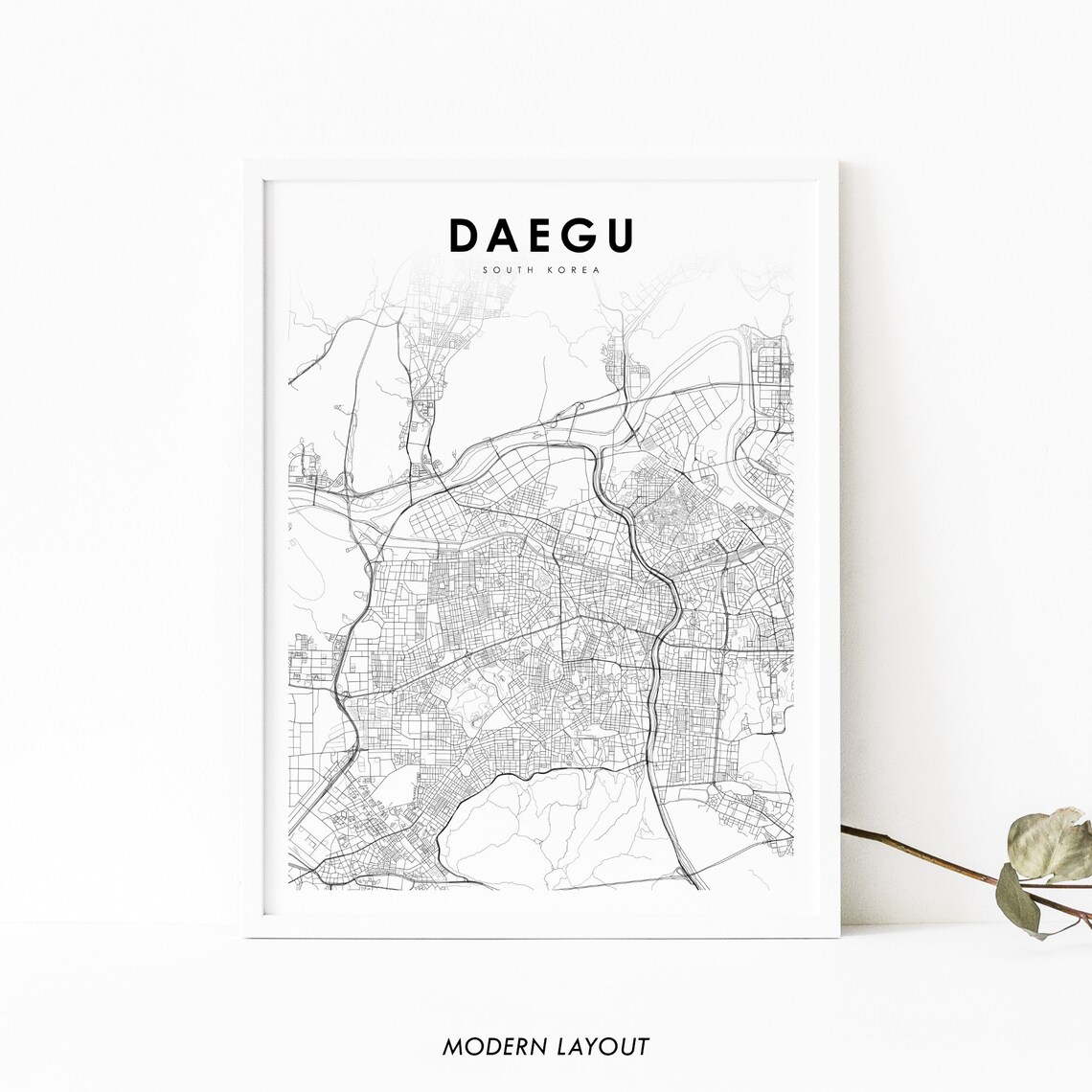 Daegu South Korea Map Poster, Nursery Room Decor