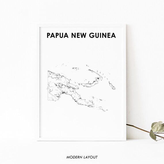 Papua New Guinea Map Print Country Road Poster Oceania Port Moresby Art Nursery Room Wall Office Decor