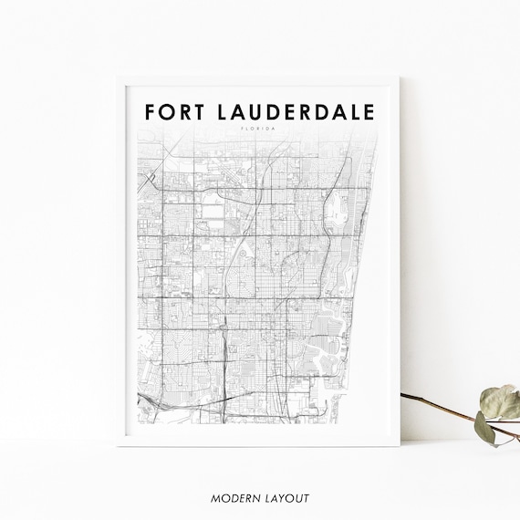Fort Lauderdale Florida Minimalist City Street Map Art Poster