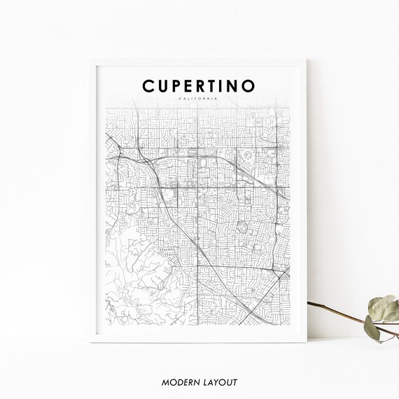 Cupertino California Street Map Minimalist Modern Layout Poster