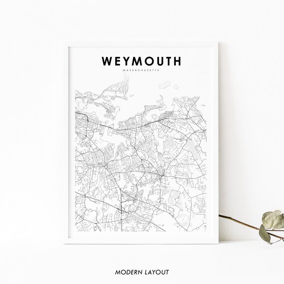 Weymouth Ma Map Print Massachusetts Usa Art Poster Norfolk City Street Road Nursery Room Wall Office Decor