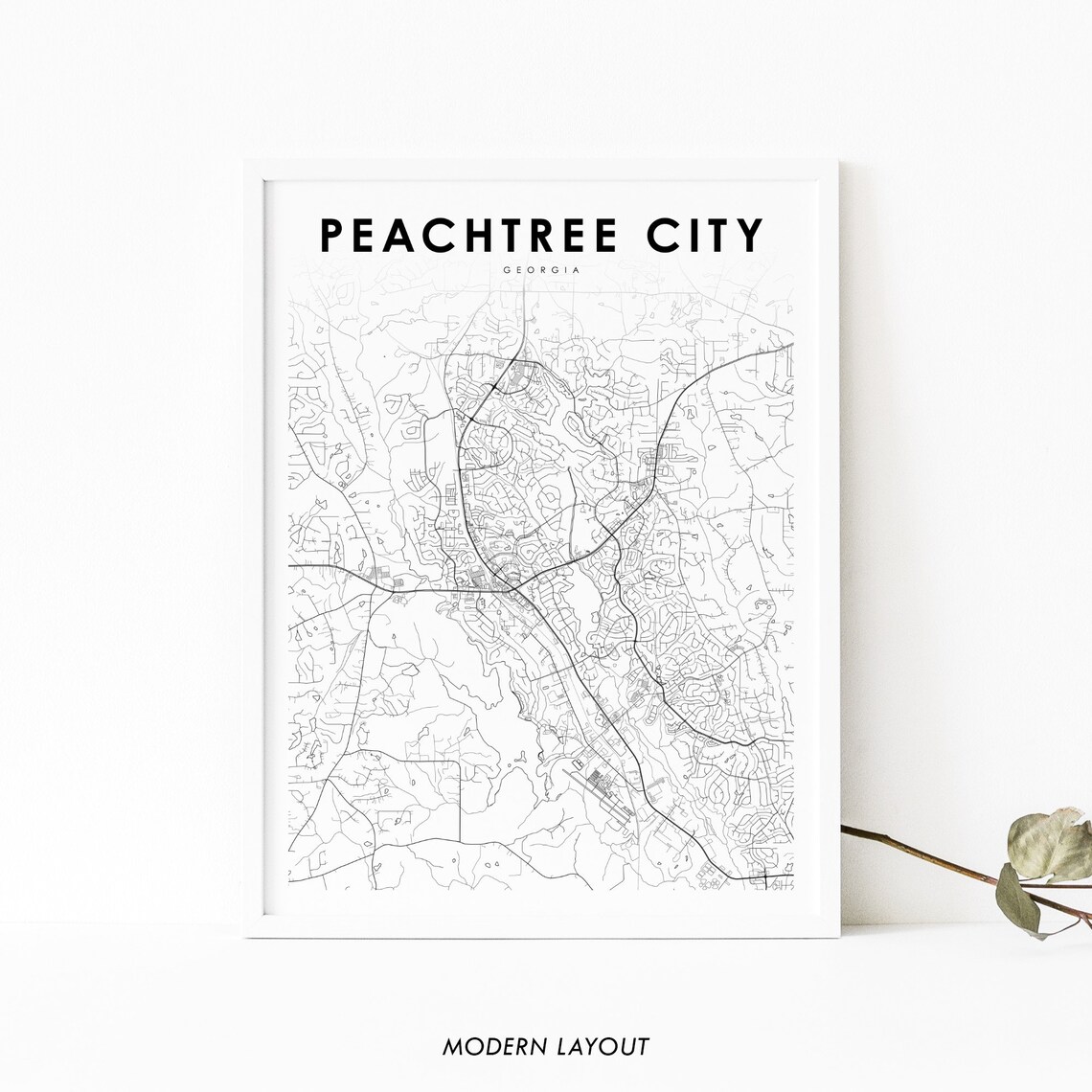 Peachtree City Ga Map Print, Georgia Travel Poster