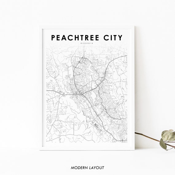Peachtree City Ga Map Print, Georgia Travel Poster
