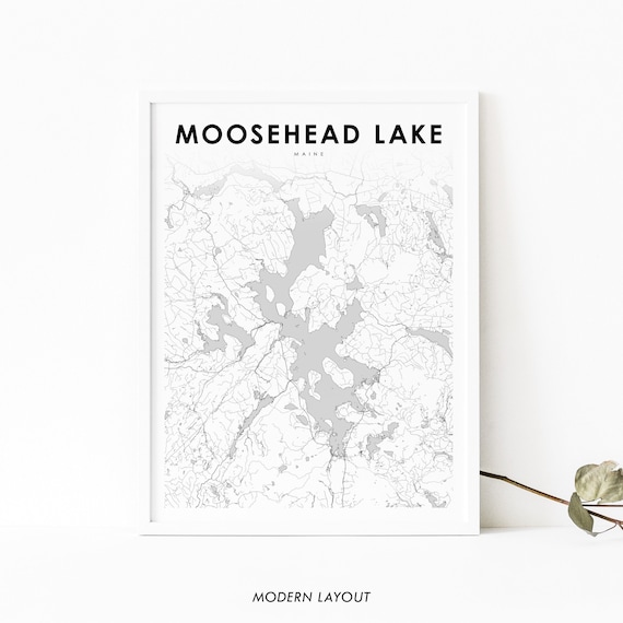Moosehead Lake Maine Minimalist Street Map Modern Layout Poster