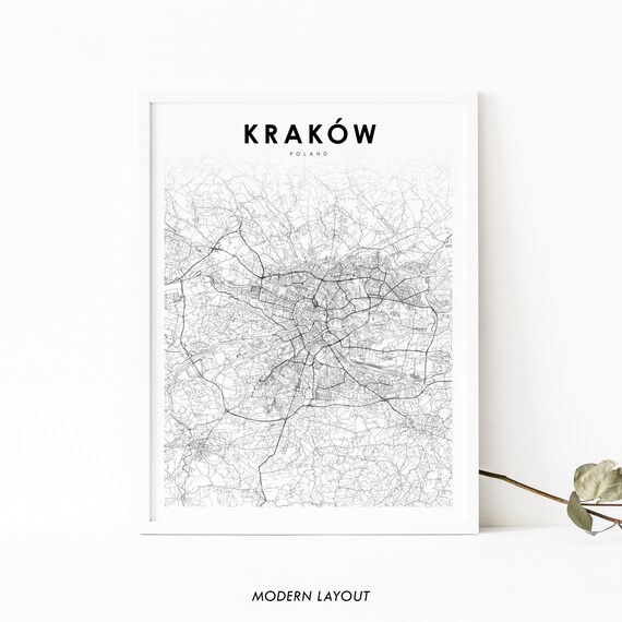 Krakow Area Poland Map Print Art Poster Krakw Cracow Polska City Street Road Nursery Room Wall Office Decor