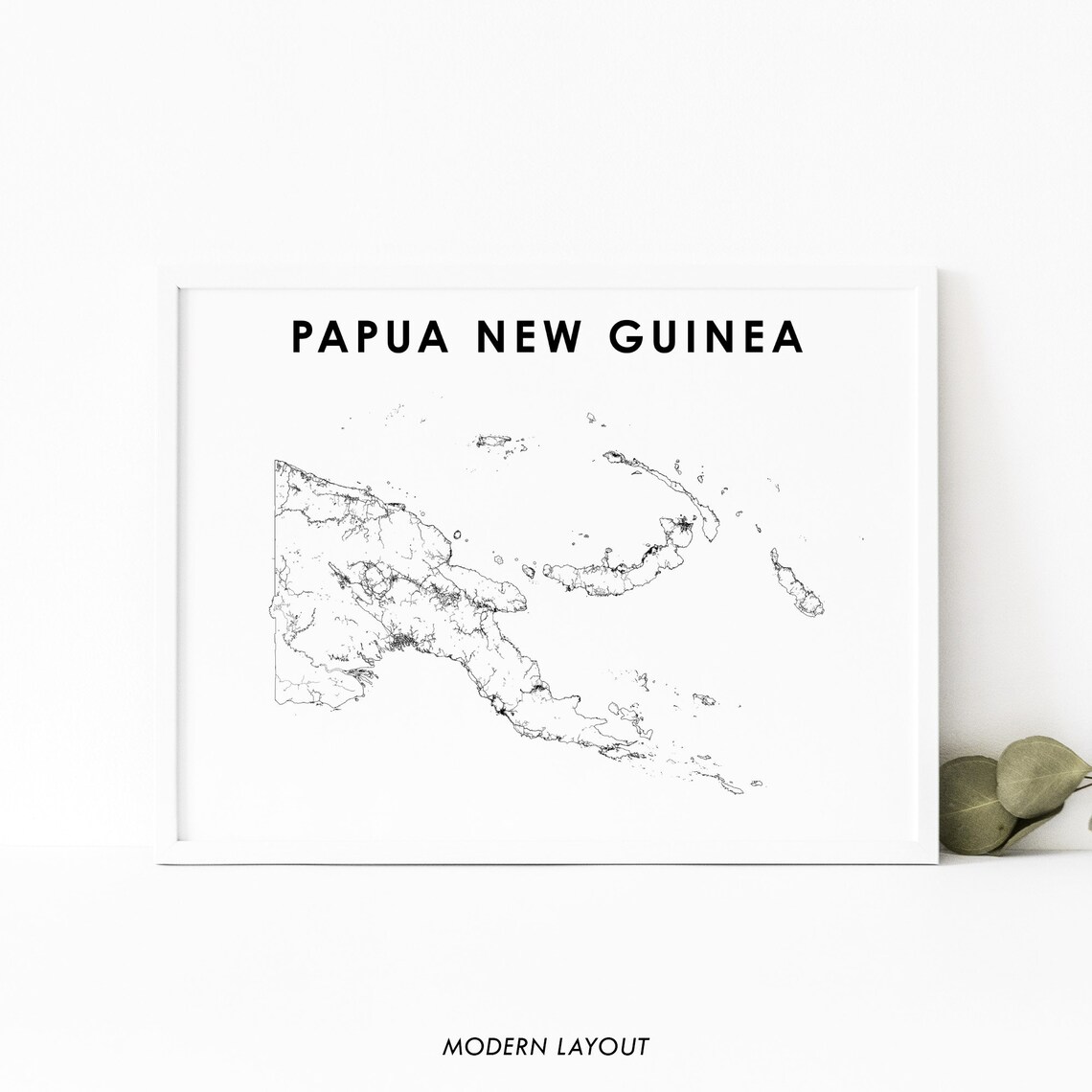 Papua New Guinea Map Print, Oceania Travel Poster