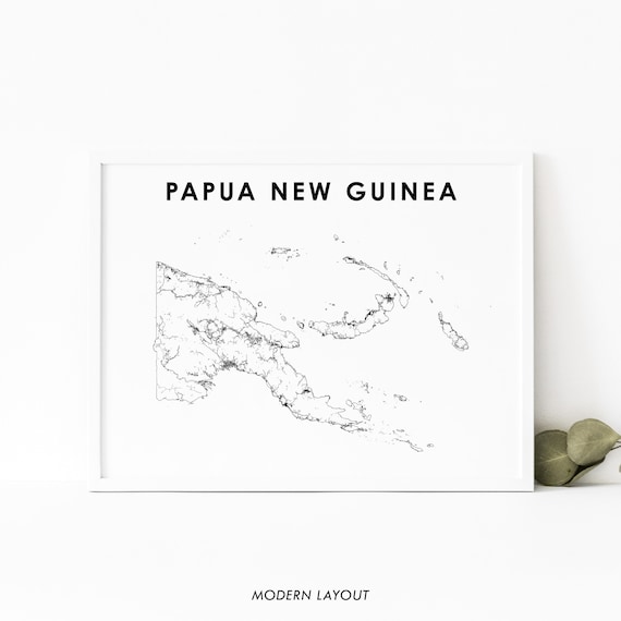 Papua New Guinea Map Print, Oceania Travel Poster