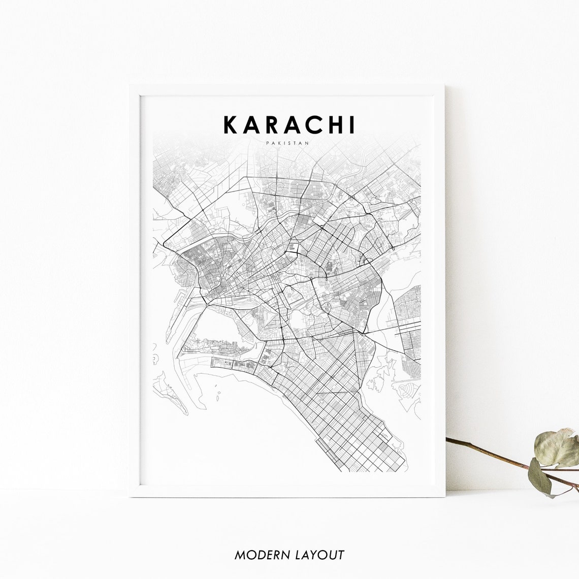 Karachi Pakistan Minimalist City Street Map Poster Modern Layout