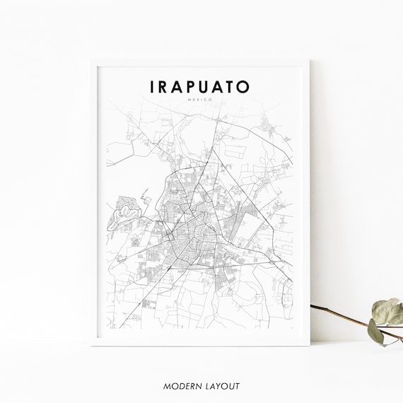 Irapuato Mexico City Street Map Minimalist Black White Poster