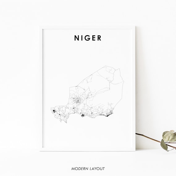 Niger Modern Road Network Country Map Minimalist Cartography Art Poster