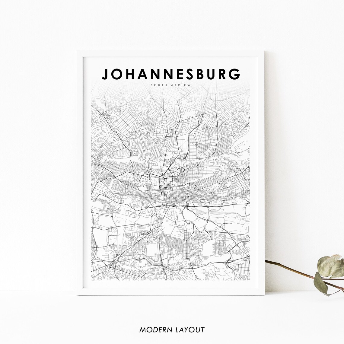 Johannesburg South Africa Map Print Poster
