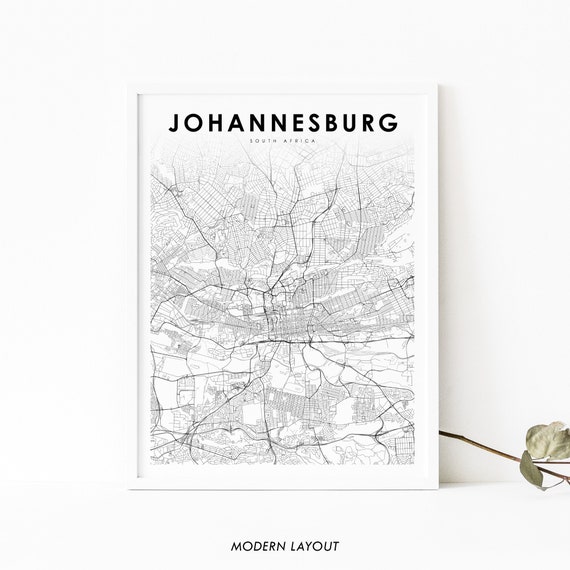 Johannesburg South Africa Map Print Poster