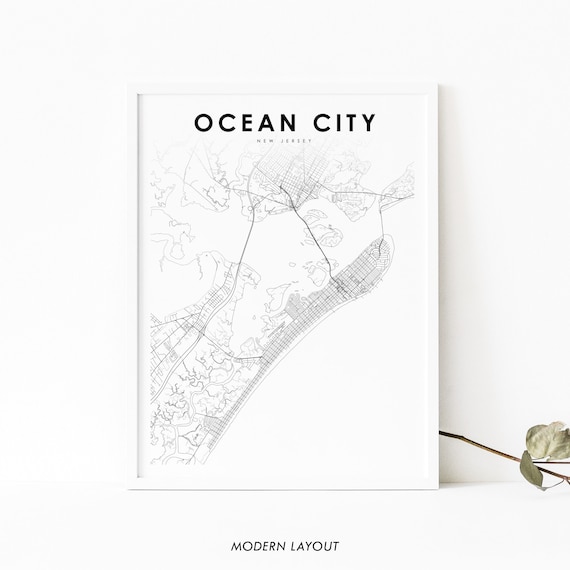 Ocean City NJ Map Print, Minimalist New Jersey