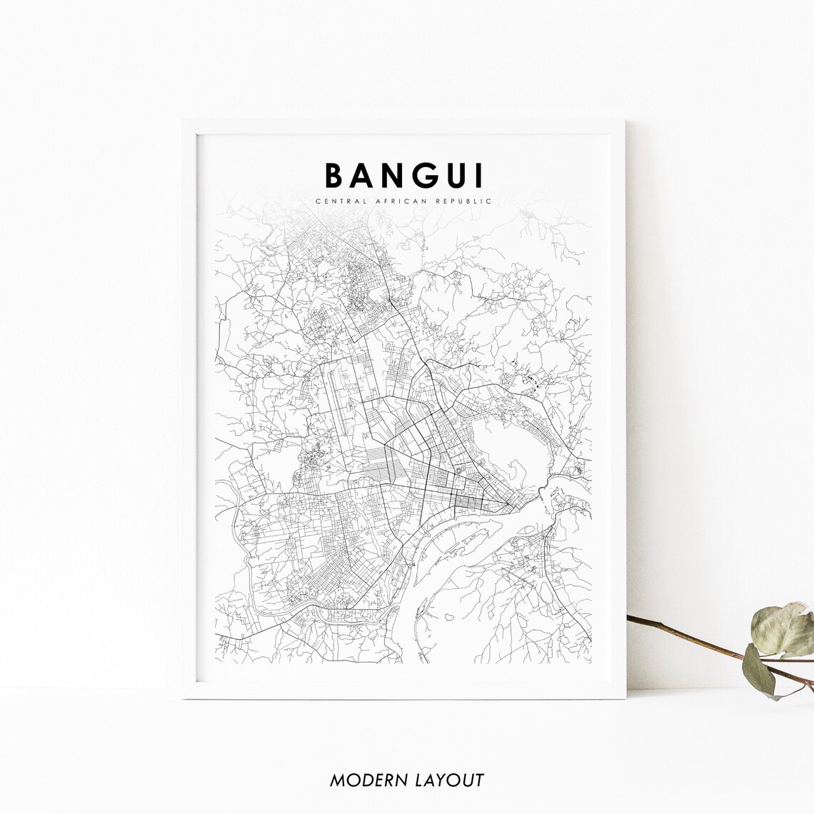 Bangui Car Map Print, Central African Republic