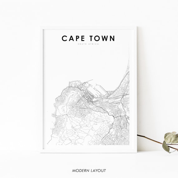 Cape Town South Africa Map Art Print, Nursery Decor