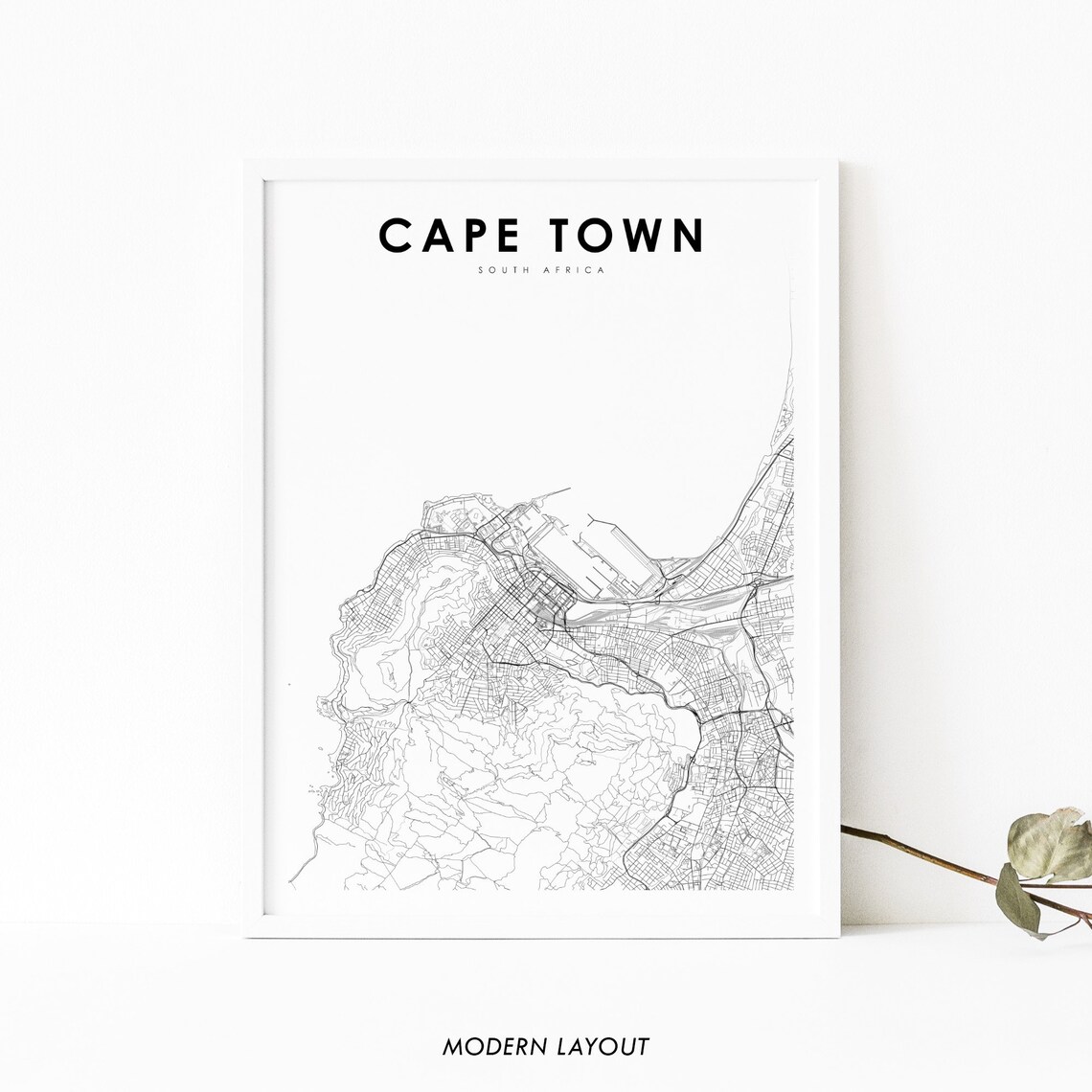 Cape Town South Africa Map Art Print, Nursery Decor
