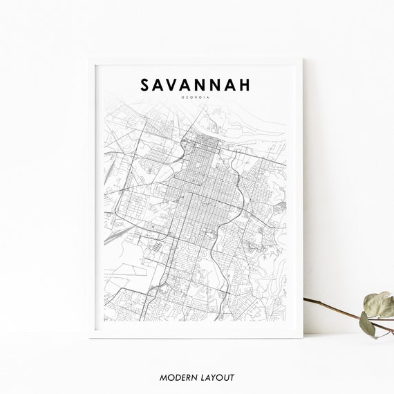Savannah GA Map Print, Georgia Nursery Wall Art
