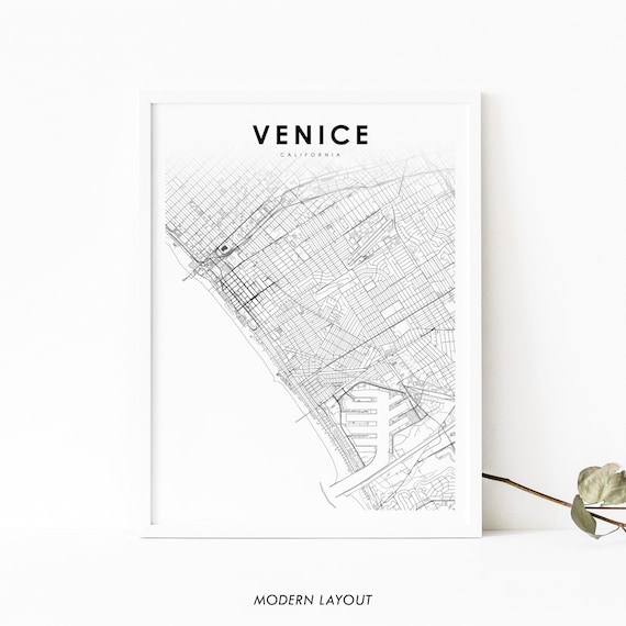 Venice Ca Map Print Usa Art Poster Beach City Street Nursery Room Wall Office Decor