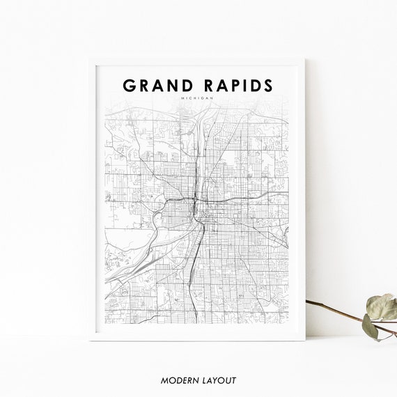 Grand Rapids MI Map Print, Michigan Travel Poster