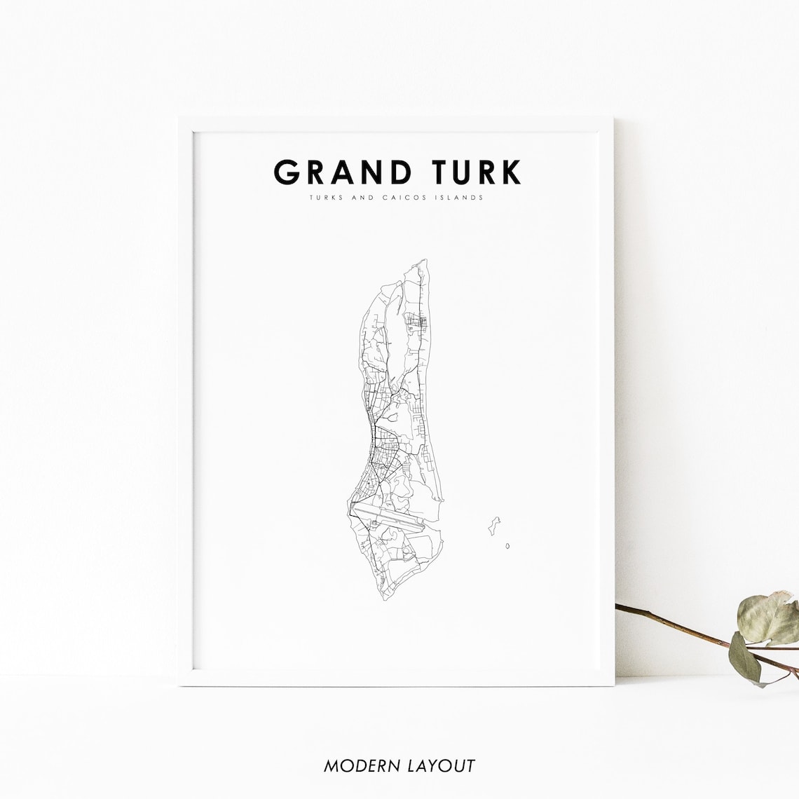 Grand Turk Map Print, Turks and Caicos Islands